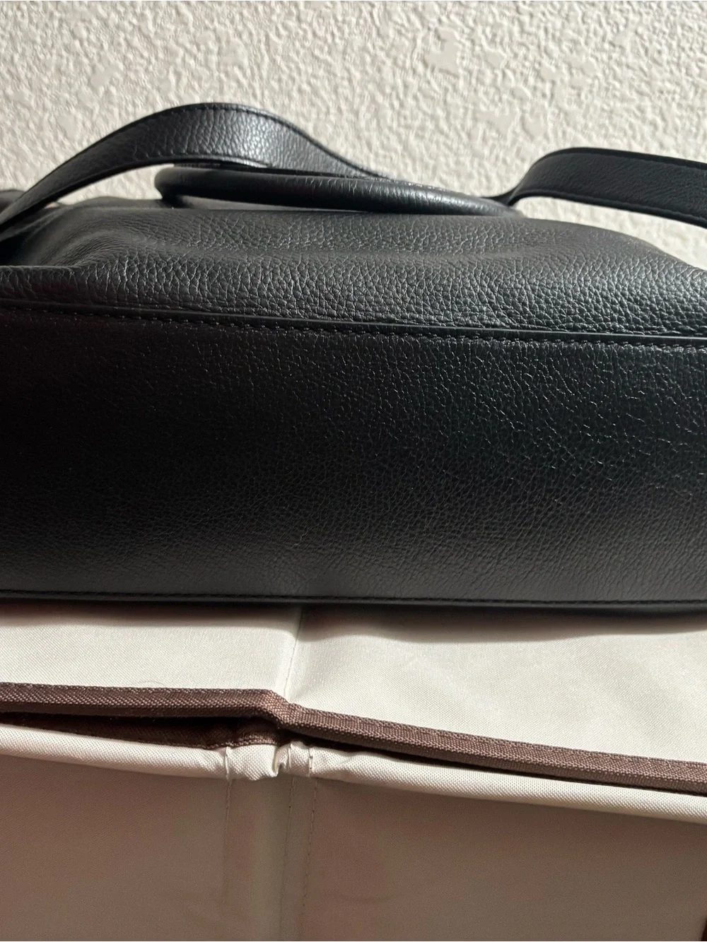 Michael Kors Black Leather Satchel with Gold Plate Accents